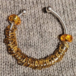 Gold hexagon stitchmarker bangle - minimal