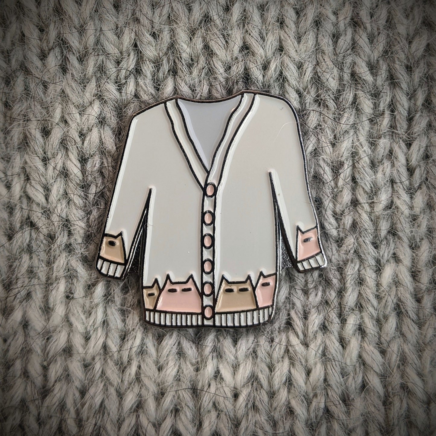 Cat Knits: Cats on knitwear enamel pin set