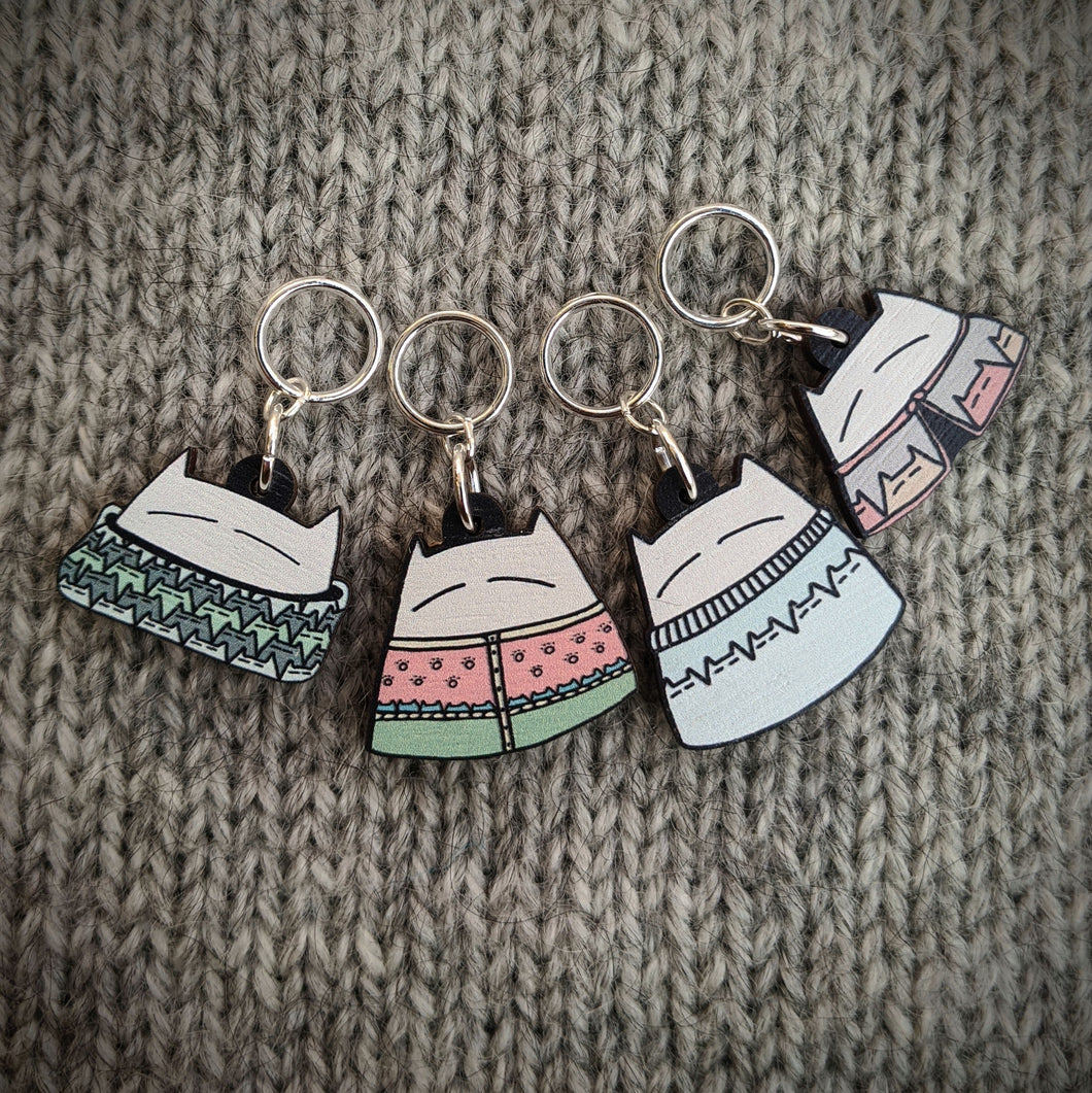 Cat Knits: Cats in knitwear stitchmarker set