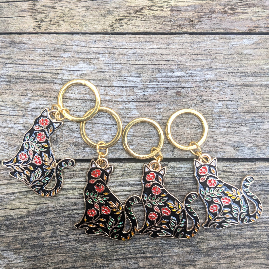 Flowery cat stitchmarkers