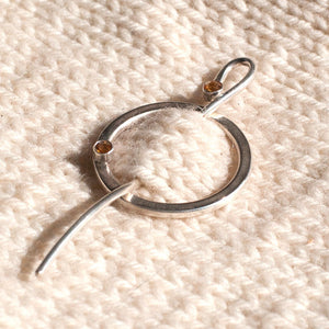 Citrine silver circle pin
