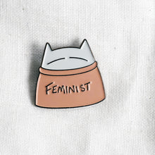 Load image into Gallery viewer, Feminist cat pin
