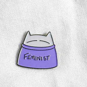 Feminist cat pin