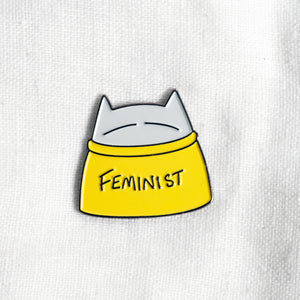 Feminist cat pin