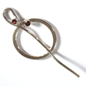 Garnet silver circle pin