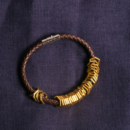 Leather stitchmarker bangle - Simple hexies