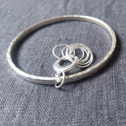 Chunky hammered stitchmarker bangle