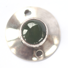 Load image into Gallery viewer, Nephrite jade and silver shawl pin
