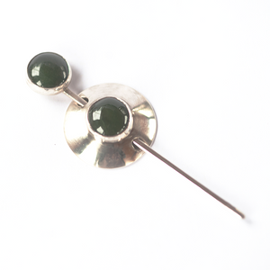 Nephrite jade and silver shawl pin