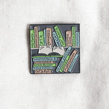 Load image into Gallery viewer, Cats and dogs in the library - enamel pin
