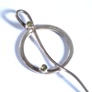 Peridot silver circle pin