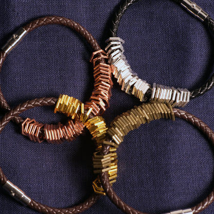 Leather stitchmarker bangle - Simple hexies